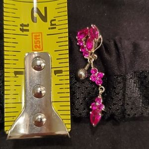 Belly/Naval Ring, Hot Pink Jewels, Reverse Drop